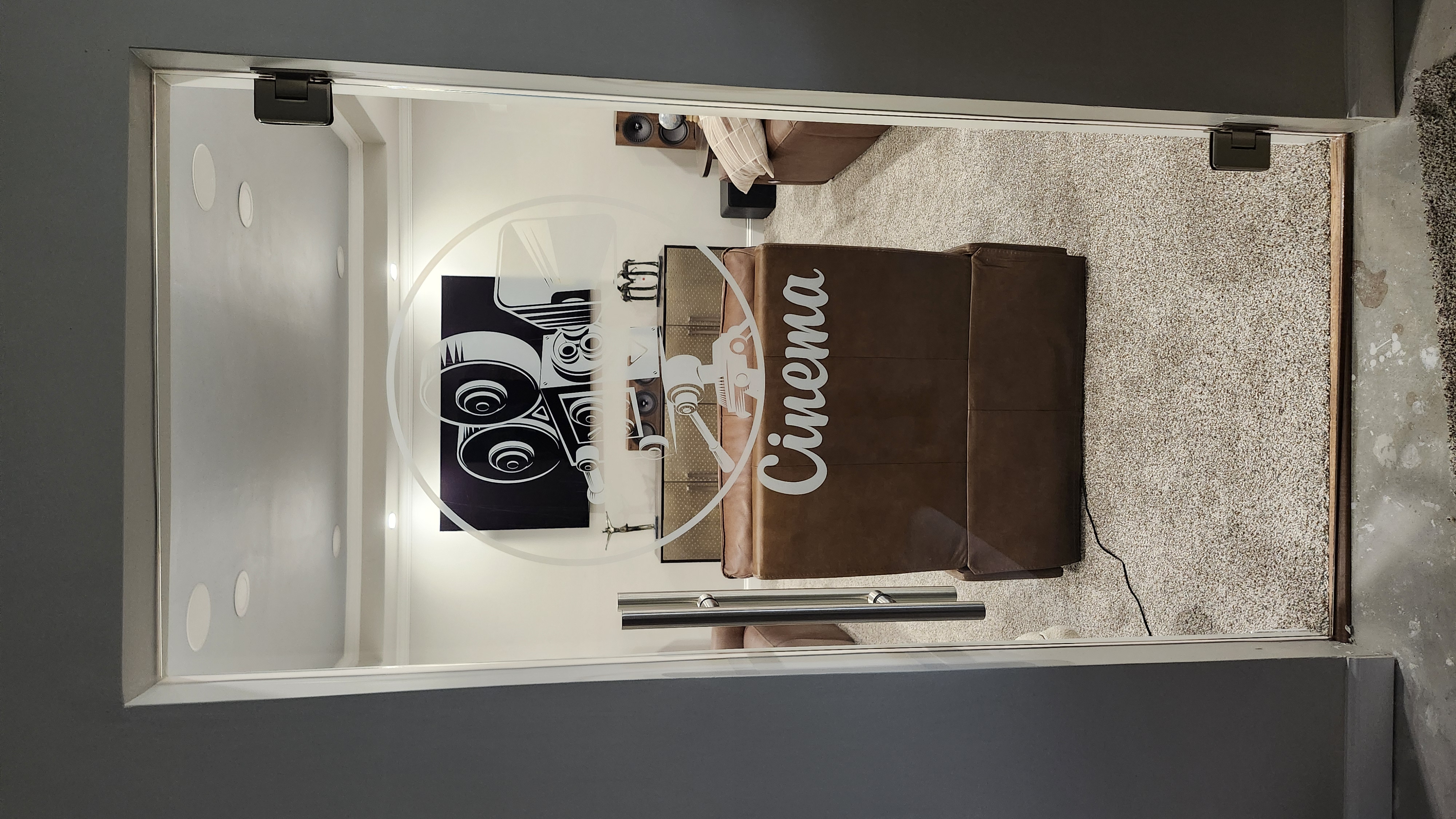 This is a custom printed image for a home movie room! Any image you can dream of in a high enough resolution can be printed onto custom glass!