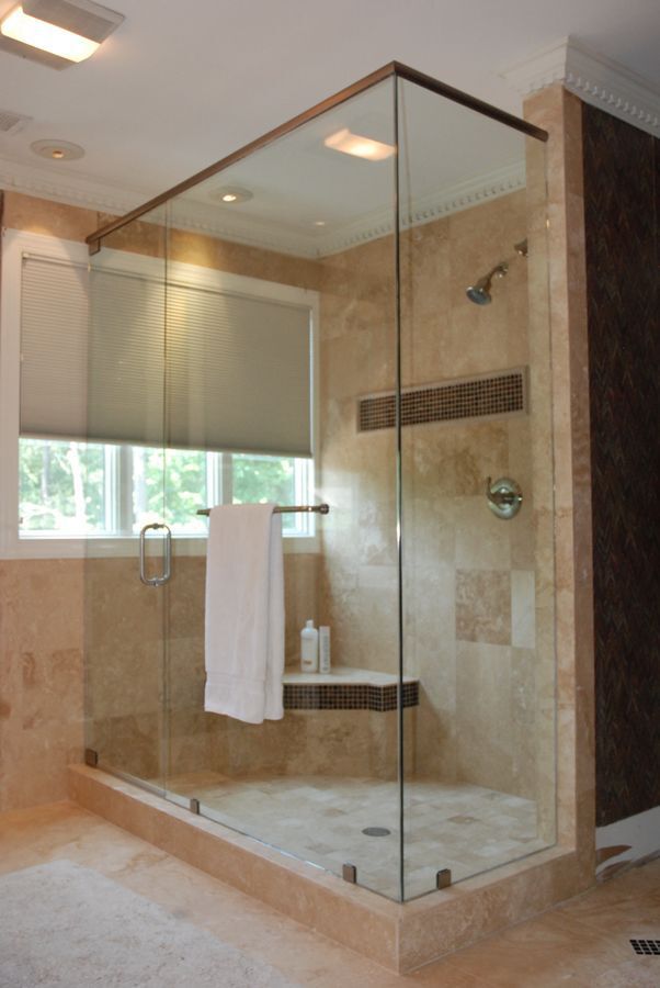 Great example of using a header system. We were able to hinge the door on window wall and provide excellent support with this design.